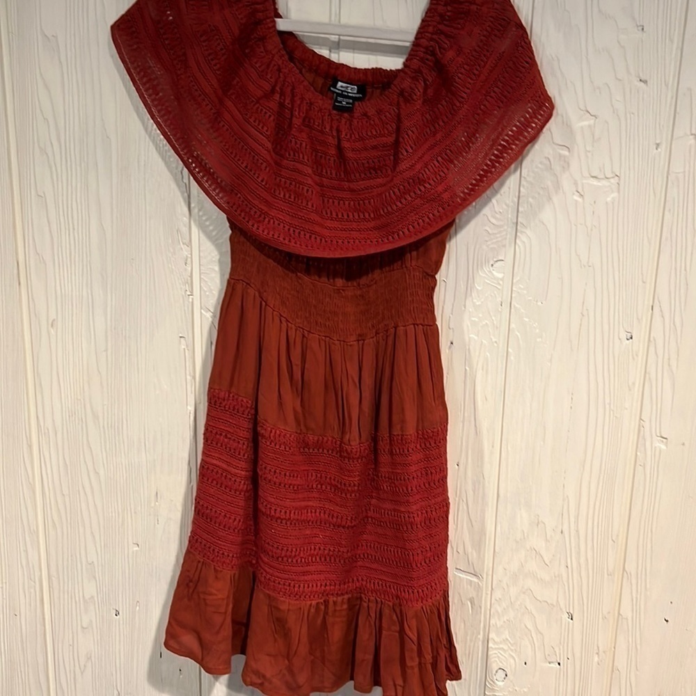 Naoo Nation Ak Outfitters Rust Boho Tiered Flounce Dress Medium